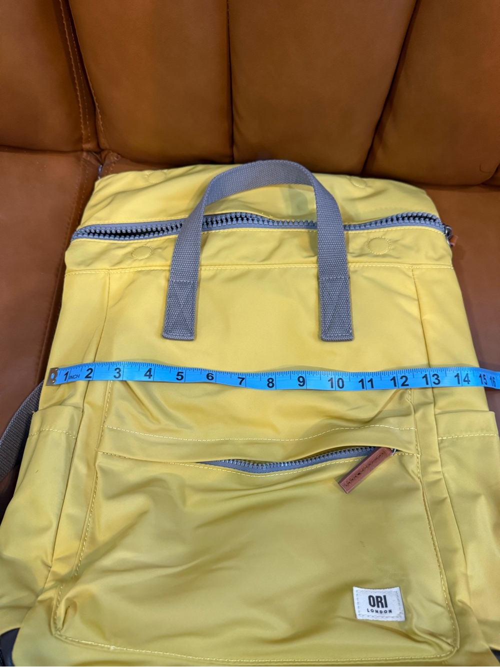 Orion London Yellow Men's Backpack with Gray Handles - Picture 9 of 11